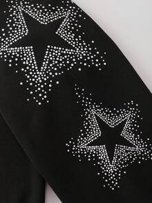 ROMWE MEN Street Life Áo nỉ có mũ trùm đầu dài tay in chữ và ngôi sao năm cánh thường ngày cho nam, mùa thu/đông - màu đen - Xem 8