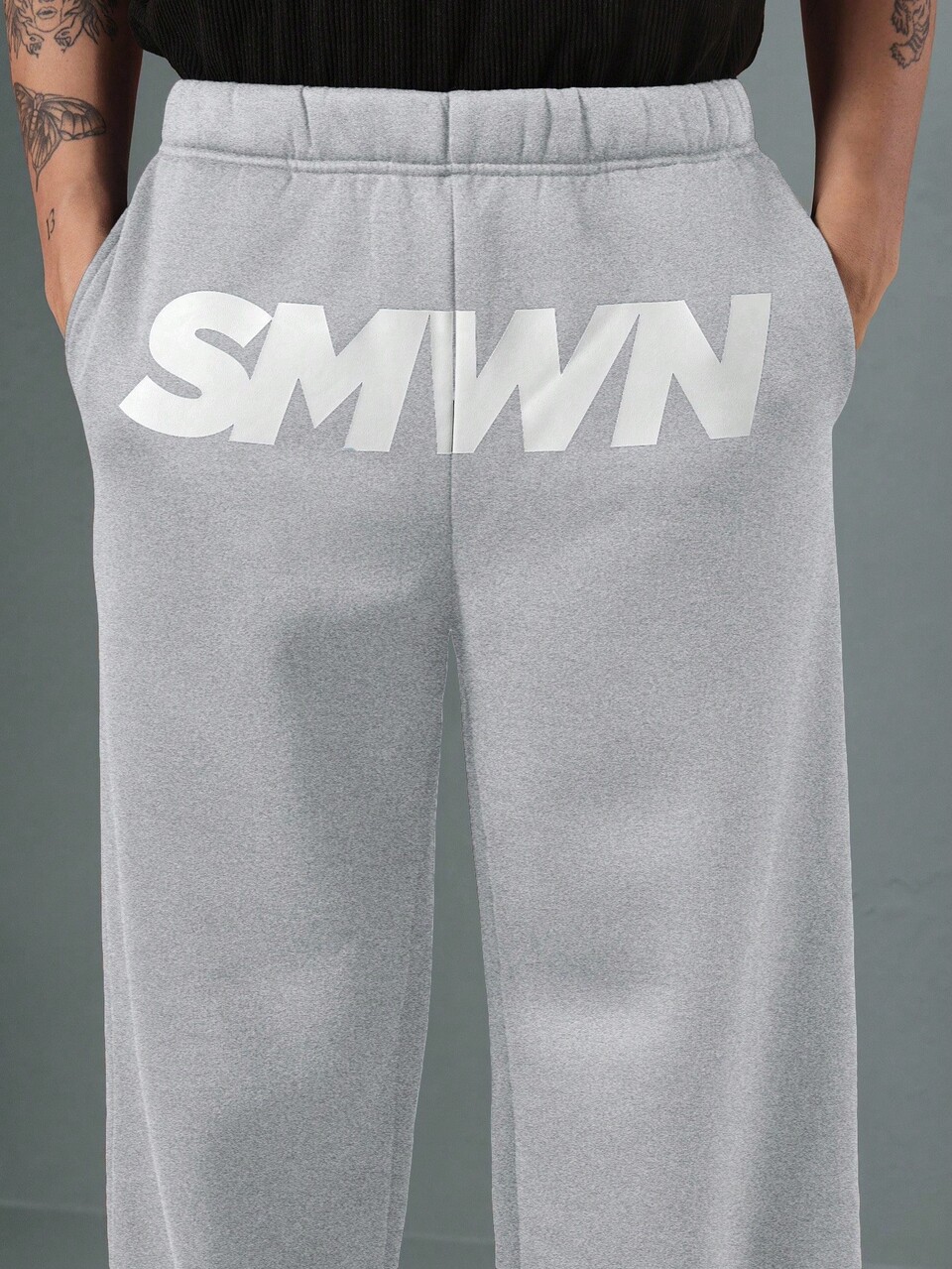 Wide Leg Fleece Sweatpants With Bold Logo Print