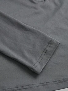 SHEIN EZwear 3 件装极简主义黑、白、灰色针织长袖 T 恤，大码女款，适合秋冬季 - 彩色 - 查看 5