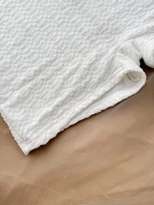 SHEIN Teen Girls Vacation White Knitted Crinkled Fabric Halter Neck Bow Jumpsuit, Snug Fit & Suitable For Party, Valentine's Day, Wear As Innerwear Or Outerwear