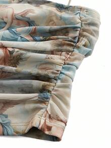 Y2Kool cha5rlie Artist Girlcore Mesh Spaghetti Strap Printed Fashionable Women's Camisole Top For Summer, Holiday, Vacation, Beach, Festival, Ibiza Fits, Western Wear Going Out Autumn