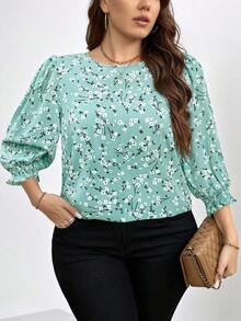 SHEIN Clasi Áo cánh hoa thanh lịch cỡ lớn dành cho nữ, mùa thu - Nhiều màu - Xem 3