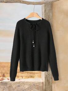 Rusticease Women's Casual Solid Color Raglan Sleeve Sweater Winter For Women Thanksgiving For Women - Black - View 5