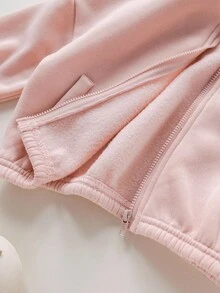 SHEIN Sweat-shirt-shirt rose à col montant tricoté, mignon et polyvalent, manches longues, automne/hiver