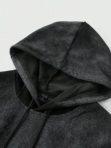 ROMWE MEN Street Life 男士精致圆点连帽卫衣，适合秋冬季日常穿着 - 黑色 - 查看 7