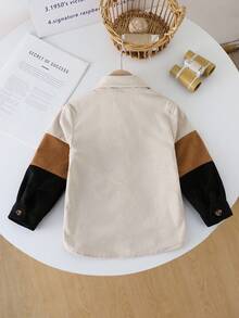 SHEIN Young Boys' Casual Contrast Color Button Pocket Jacket Autumn Back-To-School - Multicolor - View 2