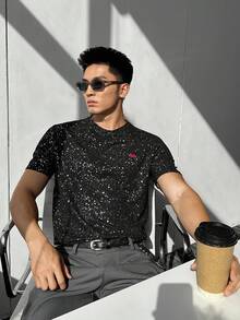 Manfinity VCAY Men's All-Over Print Casual Versatile Round Neck Short Sleeve T-Shirt, Summer - Grey - View 2
