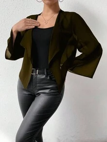 RosyDaze Damen Lässige Oversized Jacke mit Kragen und offenem Verschluss, Herbst