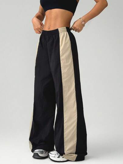 Dewbera 撞色拼布抽绳下摆运动裤