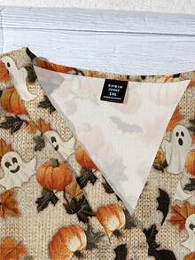 EMERY ROSE بلوزة قصيرة الأكمام بياقة على شكل حرف V وكشكشة في الذيل، بطبعات أشباح وقرع الهالوين، مناسبة للحفلات والأعياد والأزياء الصيفية العادية - متعدد الألوان - مشاهدة 4