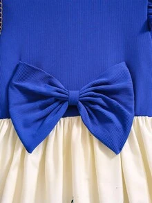 SHEIN Tween Girl Colorblock Butterfly Print Dress For Casual Vacation - Blue - View 5