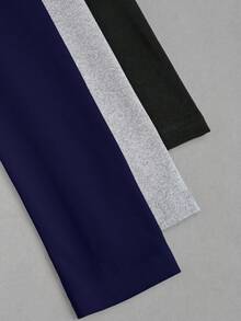 SHEIN Unity Camiseta casual de mujer de unicolor, cuello redondo, manga larga, plisada y de corte ajustado - Azul Marino - Ver 5