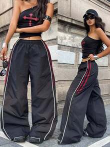 Coolane Women's Fall Streetwear Vintage Concert Rave Festival Going Out Renaissance Fair Clubs Y2K Color-Blocked Wide Leg Pants