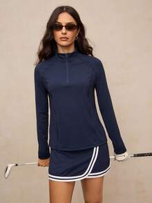 Activina Navy Tennis Skirt Women's Sporty Contrast Color Skirt & Skort Athletic Skirt Tennis Golf - Blue - View 5