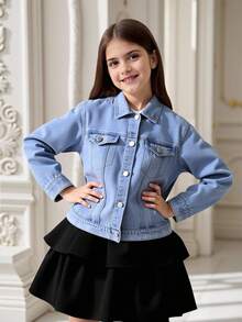 SHEIN 女童可爱清新蝴蝶印花夹克，适合秋季