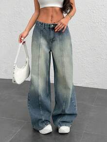 CasuGlow Casual Washed Loose Wide-Leg Jeans - Medium Wash - View 3