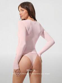 GLOWMODE Shine Bright Mềm Mại Co Giãn Thoáng Khí Ôm Vừa Hông Dài Tay Cổ Tròn Mặc Hàng Ngày Thường Ngày - Màu Hồng baby - Xem 4