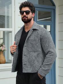 DAZY Floral Print Grey Short Men's Shacket, Autumn Jacket - Grey - View 6