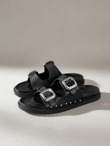 Solecia 女士双扣厚底凉鞋 - 黑色 - 查看 2