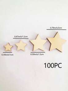 100pcs Wooden Star Shaped Hollow-Out Blanks For Wedding Diy Crafts, Assorted Sizes