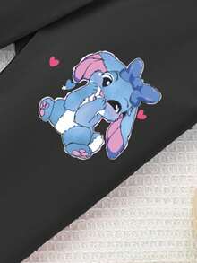 SHEIN Back To School Baby Girl Fashion Casual Cute Rabbit Digital Print Blue Outfit, Cartoon Round Neck Sweatshirt + Leggings Set, Versatile Suit For Girls Matching Girl Outfits Sisters Matching Outfit Baby Girl Winter Clothes Baby Girls Sets Fall - Multicolor - View 5