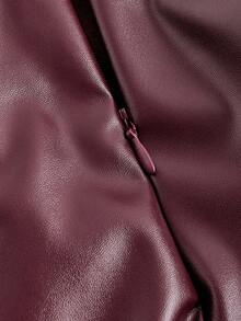 SHEIN MOD Vintage Burgundy Asymmetrical Faux Layered Shorts - Preppy Style, 70s, Casual, Comfortable, Commuting, Old Money Aesthetic, Perfect For School Attire, Teaching Outfits, And Office Wear - Burgundy - View 4