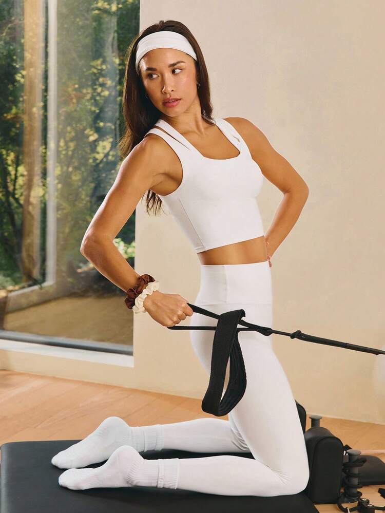 FeatherFit™ Double-Strap Sports Bra Low Impact Yoga Pilates Daily