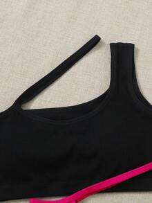 Easithlete paquete de 3 sujetadores deportivos sin costuras con cuello asimétrico, en unicolor - Multicolor - Ver 3