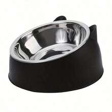 Zazumi Elevated Stainless Steel Cat Bowl With Cute Ear Stand - 2-In-1 Inclined Food & Water Dish For Neck Protection