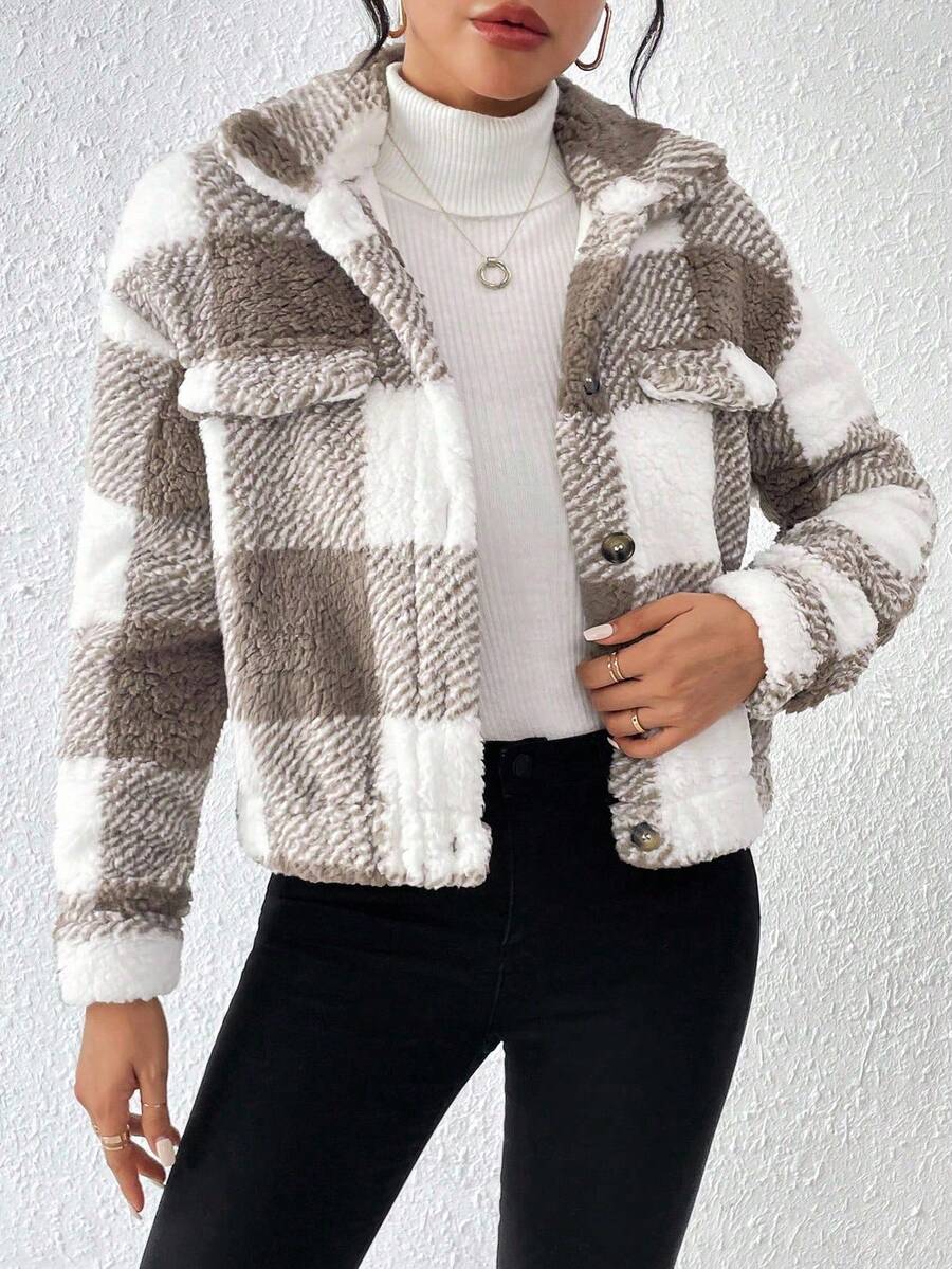 RosyDaze Casual-Woman Fantasy-Simple Ruffle Gingham Jacket