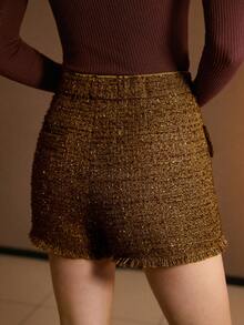 MOTF PREMIUM WOOL STRAIGHT LEG SHORTS FOR AUTUMN & WINTER - Brown - View 4