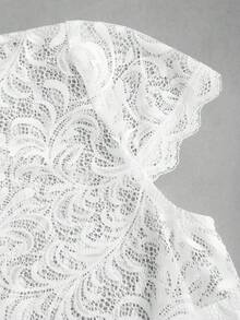 Fairmaia Elegant Sheer Lace Blouse,Traditional German Women Top, For Oktoberfest Dirndl Oktober Traditional Lace Top In Solid Colors For Women, Traditional Summer Fashion, Halloween - White - View 4