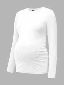 Modmama 3件套孕妇休闲圆领长袖修身孕妇T恤