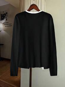 GlowEve Áo khoác cardigan tối giản phong cách mới, áo len thời trang Âu Mỹ đa năng - màu đen - Xem 2