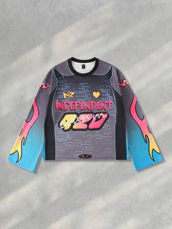 Street Life T-shirt de sport à manches longues style ample et court pour hommes, automne