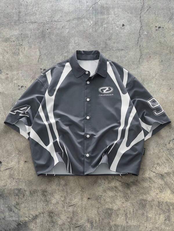 AXEPEAK Camisa de manga corta con cuello polo de corte holgado para hombre