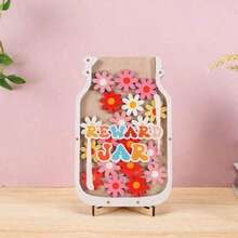 1 件教室之星奖励罐，附有酷炫教学贴纸 - 木制，非常适合家庭和学校教师激励贴纸教室奖励罐返校 - 彩色 - 查看 14