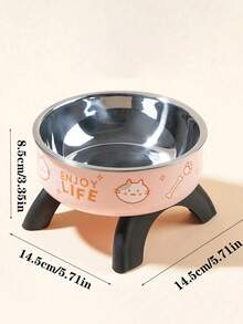 Zazumi 1pc Elevated Stainless Steel Cat/Dog Lover Gift And Dog/Cat Mom Love Pet Bowl With Cute Pattern - Non-Slip, Spill-Proof Design For Small Dog Lover And Dog Mom Loves & Cat Lover And Cat Mom Loves - Multicolor - View 8