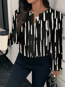 SHEIN Clasi Camisa elegante y minimalista con estampado texturizado, adecuada para maestras de talla grande - Multicolor - Ver 6