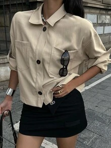 DAZY Women's Short Khaki Jacket, Regular Fit Outerwear Women Coats