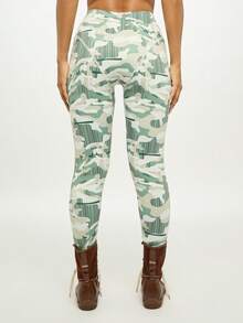 SUMWON WOMEN Camo Print Leggings With Striped Pattern High Waisted Stretch Pants For Casual Everyday Style - Multicolor - View 2