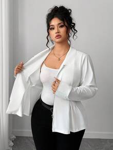GlowEve CURVE Áo khoác dệt kim cổ bẻ thanh lịch thời trang dành cho nữ - trắng - Xem 7