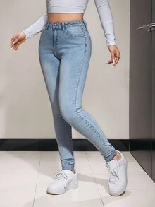Jeanoix Quần Jeans Skinny Túi Trơn Đa Năng Thường Ngày - Rửa nhẹ - Xem 4
