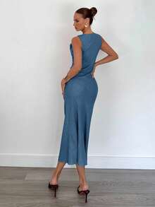 Siren Gaze Women's Casual Holiday Women's Dress, Elegant Asymmetric Design Metal Buckle Long Dress Women, Cocktail Party Dress Fall Dresses Dresses For Women Party Off The Shoulder Dress Summer Evening Dress - Medium Wash - View 2