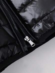 SHEIN 1 pieza Abrigo acolchado con capucha para niñas, unicolor, simple y versátil, para otoño/invierno