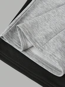 SHEIN Bộ 2 quần ống rộng và quần nỉ dệt kim màu tương phản thường ngày cho bé gái tuổi teen - Xám - Xem 5