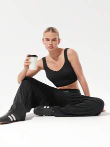 GLOWMODE Seamless U-Back Active Bra Removable Cups Low Impact Yoga Daily Removable Cups - Black - View 8