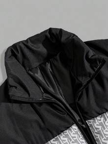 EURMUSE Men Allover Printed High Quality FW Fashion Pocket Regular Winter Ccoat - Black - View 6
