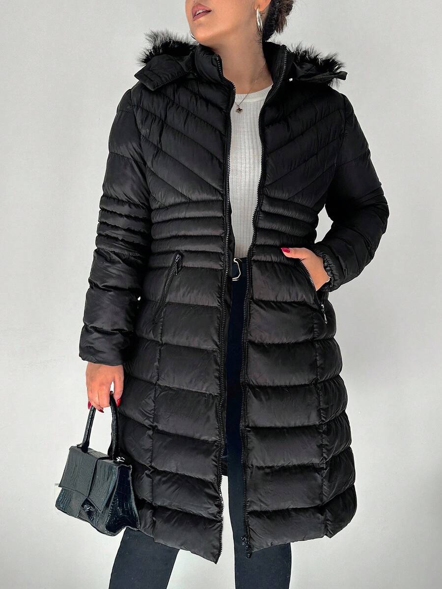 EURMUSE Plus Zip Up Hooded Puffer Vest Coat, For Winter