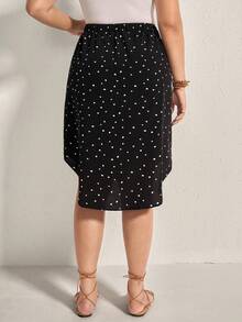 Comfylo Plus Heart Print High Low Skirt Fall Women Clothes Fall Clothes Plus Size Fall Outfits For Women  Fall Outfits Women - Black - View 3